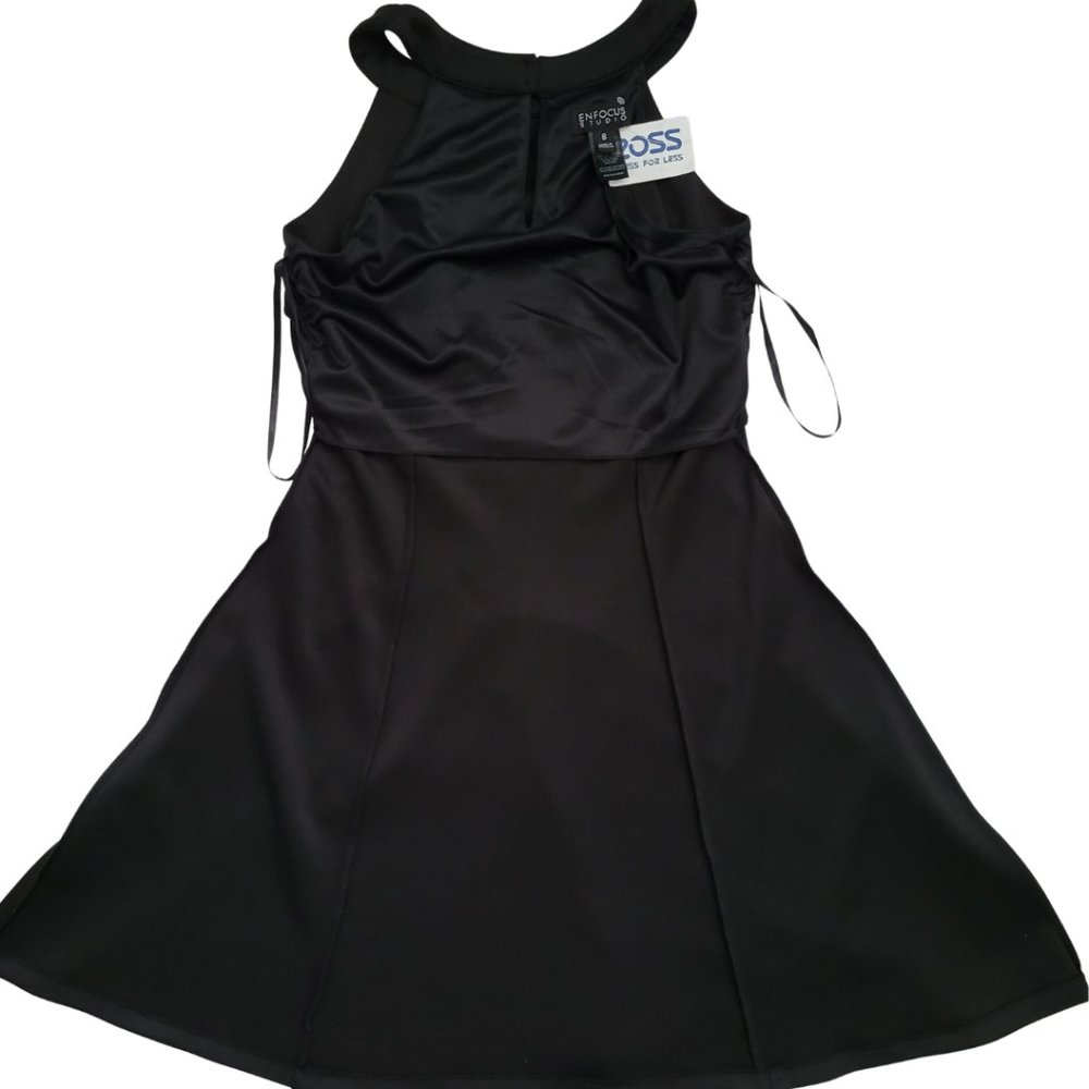 🌟 NWT ENFOCUS STUDIO LBD Black Halter Dress Lace Insert Size 8 - Picture 4 of 11